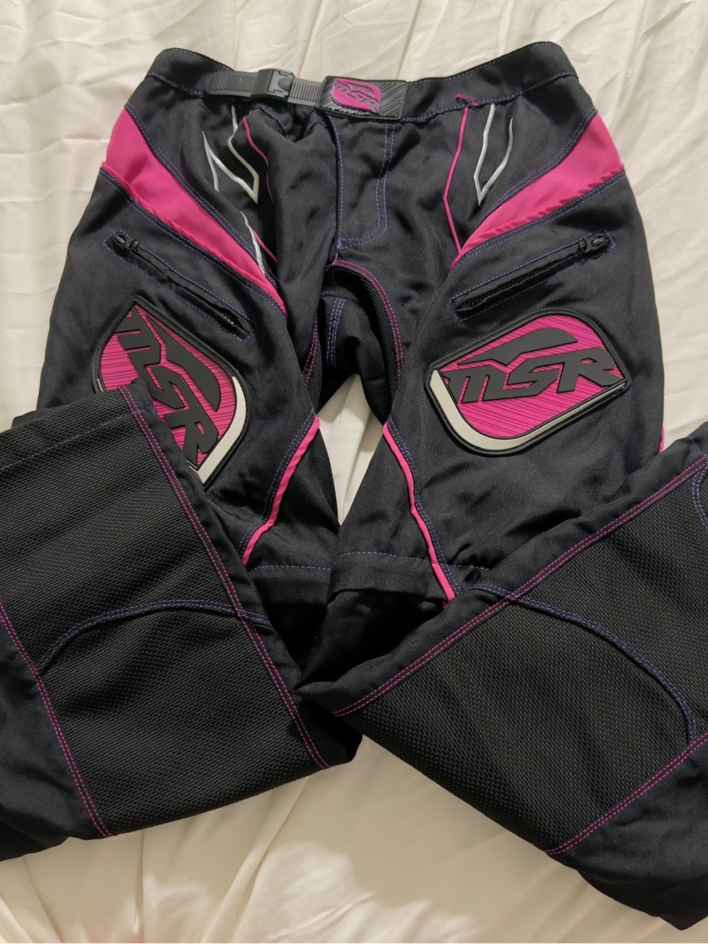 MSR Women's Black and Pink Performance Motocross Trousers